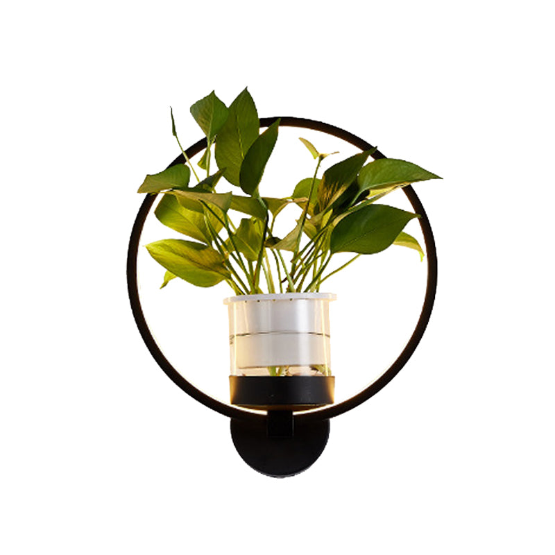 Round/Oval Bedroom Wall Lighting Industrial Metal 1 Bulb Black/White LED Wall Lamp Sconce in Warm/White/3 Color Light Clearhalo 'Art deco wall lights' 'Cast Iron' 'Glass' 'Industrial wall lights' 'Industrial' 'Middle century wall lights' 'Modern' 'Rustic wall lights' 'Tiffany' 'Traditional wall lights' 'Wall Lamps & Sconces' 'Wall Lights' Lighting' 390890