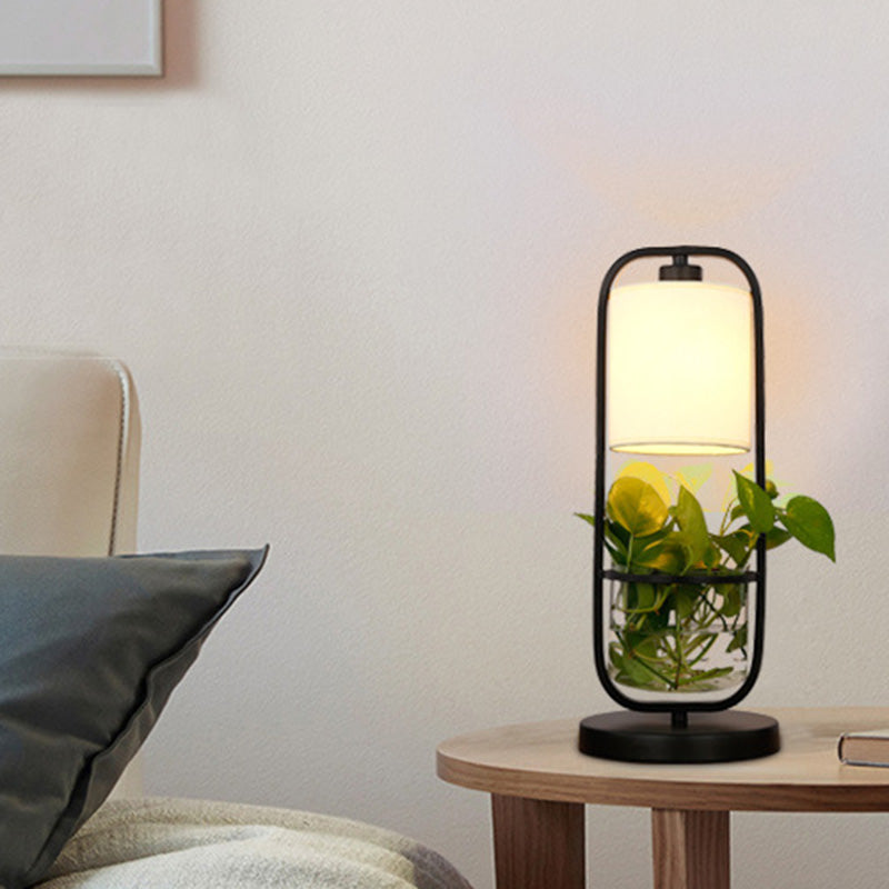 Cylinder Living Room Night Table Light Industrial Metal LED Black Nightstand Lighting Clearhalo 'Lamps' 'Table Lamps' Lighting' 390969
