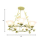 Green 5 Heads Chandelier Lighting Korean Flower Frosted Glass Circle Pendant Ceiling Light for Living Room Clearhalo 'Ceiling Lights' 'Chandeliers' 'Glass shade' 'Glass' Lighting' 391209