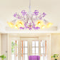 Ivory Flower Hanging Chandelier Pastoral White Glass 3/5/7 Lights Living Room LED Ceiling Pendant 7 Ivory Clearhalo 'Ceiling Lights' 'Chandeliers' 'Glass shade' 'Glass' Lighting' 391210