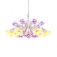Ivory Flower Hanging Chandelier Pastoral White Glass 3/5/7 Lights Living Room LED Ceiling Pendant Clearhalo 'Ceiling Lights' 'Chandeliers' 'Glass shade' 'Glass' Lighting' 391213
