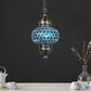 1 Head Cut Glass Ceiling Pendant Light Traditional Beige/Yellow/Blue Oval Dining Room Hanging Light Fixture Blue Clearhalo 'Ceiling Lights' 'Chandeliers' 'Glass shade' 'Glass' 'Pendant Lights' 'Pendants' Lighting' 391399