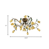 Brass 20-Light Chandelier Lighting Pastoral Metal Tulip LED Hanging Ceiling Light for Kitchen Clearhalo 'Ceiling Lights' 'Chandeliers' Lighting' options 391452