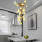 American Flower Chandelier Lighting Fixture 21 Heads Metal LED Pendant Ceiling Light in Brass for Kitchen Clearhalo 'Ceiling Lights' 'Chandeliers' Lighting' options 391458