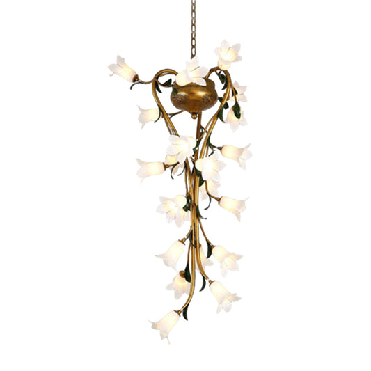 American Flower Chandelier Lighting Fixture 21 Heads Metal LED Pendant Ceiling Light in Brass for Kitchen Clearhalo 'Ceiling Lights' 'Chandeliers' Lighting' options 391465