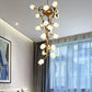 American Flower Chandelier Lighting Fixture 21 Heads Metal LED Pendant Ceiling Light in Brass for Kitchen Clearhalo 'Ceiling Lights' 'Chandeliers' Lighting' options 391467