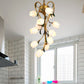 12 Bulbs Metal Hanging Chandelier American Garden Brass Blossom Living Room LED Pendant Lighting Fixture Clearhalo 'Ceiling Lights' 'Chandeliers' Lighting' options 391475