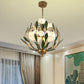 Floral Living Room Chandelier Lighting Countryside Metal 15-Bulb Brass LED Pendant Light Fixture Clearhalo 'Ceiling Lights' 'Chandeliers' Lighting' options 391484