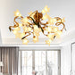 Starburst Living Room Semi Flush American Flower Metal 25-Head LED Brass Ceiling Mount Light Fixture Clearhalo 'Ceiling Lights' 'Close To Ceiling Lights' 'Close to ceiling' 'Semi-flushmount' Lighting' 391560