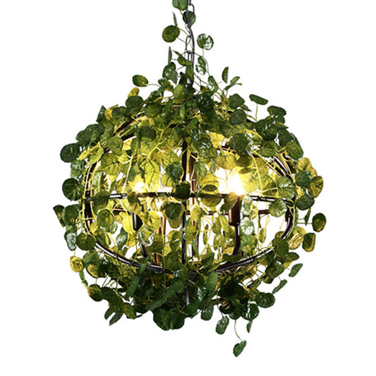 Green Orb Chandelier Pendant Light Industrial Metal 4 Heads Restaurant LED Plant Hanging Lamp, 14"/18"/21.5" Dia Clearhalo 'Cast Iron' 'Ceiling Lights' 'Chandeliers' 'Industrial Chandeliers' 'Industrial' 'Metal' 'Middle Century Chandeliers' 'Rustic Chandeliers' 'Tiffany' Lighting' 391726