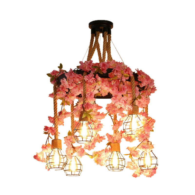 4/6 Lights Bare Bulb Cluster Pendant Antique Pink/Rose Red Metal LED Flower Hanging Lamp for Restaurant Clearhalo 'Art Deco Pendants' 'Cast Iron' 'Ceiling Lights' 'Ceramic' 'Crystal' 'Industrial Pendants' 'Industrial' 'Metal' 'Middle Century Pendants' 'Pendant Lights' 'Pendants' 'Tiffany' Lighting' 391760