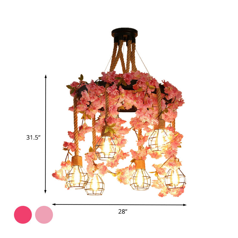 4/6 Lights Bare Bulb Cluster Pendant Antique Pink/Rose Red Metal LED Flower Hanging Lamp for Restaurant Clearhalo 'Art Deco Pendants' 'Cast Iron' 'Ceiling Lights' 'Ceramic' 'Crystal' 'Industrial Pendants' 'Industrial' 'Metal' 'Middle Century Pendants' 'Pendant Lights' 'Pendants' 'Tiffany' Lighting' 391761