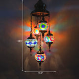 5 Heads Cut Glass Chandelier Pendant Light Traditional Red/Orange/Blue Oval Living Room Hanging Light Kit Clearhalo 'Ceiling Lights' 'Chandeliers' 'Glass shade' 'Glass' Lighting' 391887