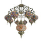 Vintage Oval Chandelier Light Fixture 9 Heads Stained Art Glass Hanging Ceiling Light in Red/Blue Clearhalo 'Ceiling Lights' 'Chandeliers' 'Glass shade' 'Glass' Lighting' 391951