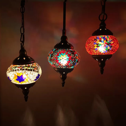 Traditional Oval Cluster Pendant Light 3 Heads Hand Cut Glass Hanging Light in Red/Yellow/Orange Red Clearhalo 'Ceiling Lights' 'Chandeliers' 'Glass shade' 'Glass' 'Pendant Lights' 'Pendants' Lighting' 392004