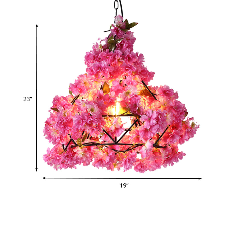 Metal Diamond Hanging Ceiling Light Retro 1 Bulb Restaurant Flower Suspension Lamp in Black, 16"/19"/21.5" Wide Clearhalo 'Art Deco Pendants' 'Black' 'Cast Iron' 'Ceiling Lights' 'Ceramic' 'Crystal' 'Industrial Pendants' 'Industrial' 'Metal' 'Middle Century Pendants' 'Pendant Lights' 'Pendants' 'Rustic Pendants' 'Tiffany' Lighting' 392156