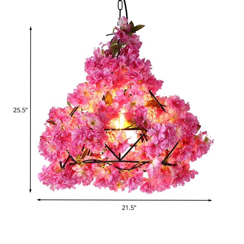 Metal Diamond Hanging Ceiling Light Retro 1 Bulb Restaurant Flower Suspension Lamp in Black, 16"/19"/21.5" Wide Clearhalo 'Art Deco Pendants' 'Black' 'Cast Iron' 'Ceiling Lights' 'Ceramic' 'Crystal' 'Industrial Pendants' 'Industrial' 'Metal' 'Middle Century Pendants' 'Pendant Lights' 'Pendants' 'Rustic Pendants' 'Tiffany' Lighting' 392157