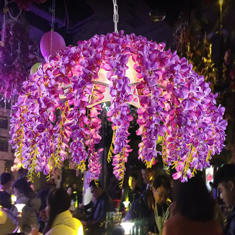 Scalloped Metal Pendant Lighting Fixture Industrial 1 Light Restaurant LED Flower Ceiling Suspension Lamp in Purple Clearhalo 'Art Deco Pendants' 'Cast Iron' 'Ceiling Lights' 'Ceramic' 'Crystal' 'Industrial Pendants' 'Industrial' 'Metal' 'Middle Century Pendants' 'Pendant Lights' 'Pendants' 'Tiffany' Lighting' 392165