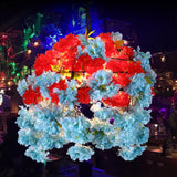 Caged Restaurant Suspension Lamp Industrial Metal 1 Bulb Blue LED Flower Pendant Light Fixture Blue Clearhalo 'Art Deco Pendants' 'Cast Iron' 'Ceiling Lights' 'Ceramic' 'Crystal' 'Industrial Pendants' 'Industrial' 'Metal' 'Middle Century Pendants' 'Pendant Lights' 'Pendants' 'Tiffany' Lighting' 392175