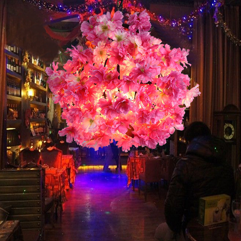 Pink 1 Bulb Ceiling Light Industrial Metal Floral LED Pendant Lamp for Restaurant, 12"/16"/19.5" Wide Pink Clearhalo 'Art Deco Pendants' 'Cast Iron' 'Ceiling Lights' 'Ceramic' 'Crystal' 'Industrial Pendants' 'Industrial' 'Metal' 'Middle Century Pendants' 'Pendant Lights' 'Pendants' 'Tiffany' Lighting' 392180