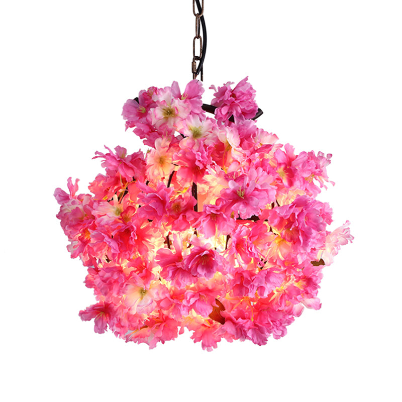 Pink 1 Bulb Ceiling Light Industrial Metal Floral LED Pendant Lamp for Restaurant, 12"/16"/19.5" Wide Clearhalo 'Art Deco Pendants' 'Cast Iron' 'Ceiling Lights' 'Ceramic' 'Crystal' 'Industrial Pendants' 'Industrial' 'Metal' 'Middle Century Pendants' 'Pendant Lights' 'Pendants' 'Tiffany' Lighting' 392183