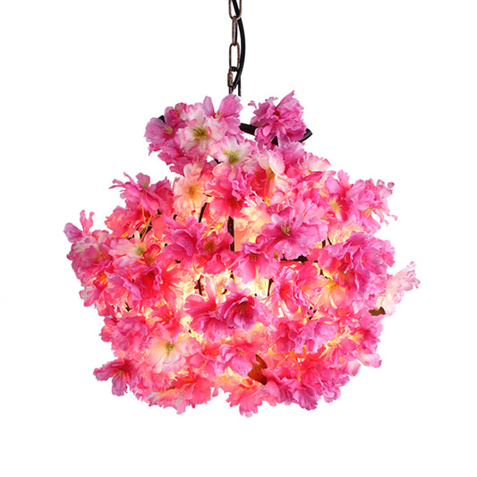 Pink 1 Bulb Ceiling Light Industrial Metal Floral LED Pendant Lamp for Restaurant, 12"/16"/19.5" Wide Clearhalo 'Art Deco Pendants' 'Cast Iron' 'Ceiling Lights' 'Ceramic' 'Crystal' 'Industrial Pendants' 'Industrial' 'Metal' 'Middle Century Pendants' 'Pendant Lights' 'Pendants' 'Tiffany' Lighting' 392183