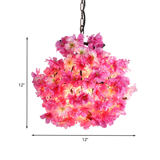 Pink 1 Bulb Ceiling Light Industrial Metal Floral LED Pendant Lamp for Restaurant, 12"/16"/19.5" Wide Clearhalo 'Art Deco Pendants' 'Cast Iron' 'Ceiling Lights' 'Ceramic' 'Crystal' 'Industrial Pendants' 'Industrial' 'Metal' 'Middle Century Pendants' 'Pendant Lights' 'Pendants' 'Tiffany' Lighting' 392184