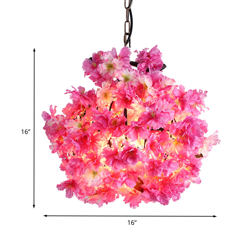 Pink 1 Bulb Ceiling Light Industrial Metal Floral LED Pendant Lamp for Restaurant, 12"/16"/19.5" Wide Clearhalo 'Art Deco Pendants' 'Cast Iron' 'Ceiling Lights' 'Ceramic' 'Crystal' 'Industrial Pendants' 'Industrial' 'Metal' 'Middle Century Pendants' 'Pendant Lights' 'Pendants' 'Tiffany' Lighting' 392185
