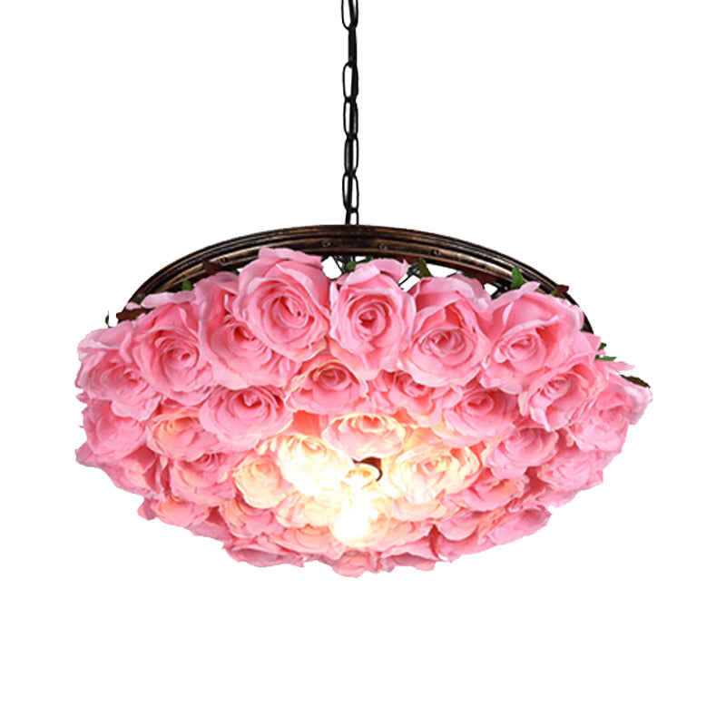 Metal Brass Ceiling Lamp Round 1 Head Industrial LED Pendant Light Fixture with Rose Decoration, 13"/18"/21.5" W Clearhalo 'Art Deco Pendants' 'Cast Iron' 'Ceiling Lights' 'Ceramic' 'Crystal' 'Industrial Pendants' 'Industrial' 'Metal' 'Middle Century Pendants' 'Pendant Lights' 'Pendants' 'Tiffany' Lighting' 392190