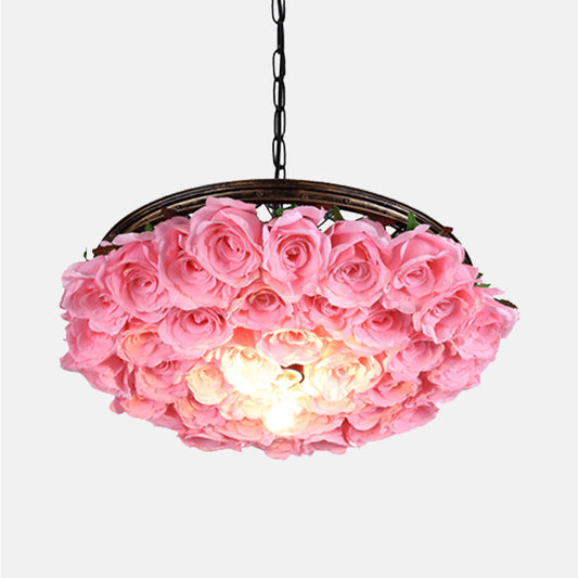 Metal Brass Ceiling Lamp Round 1 Head Industrial LED Pendant Light Fixture with Rose Decoration, 13"/18"/21.5" W Clearhalo 'Art Deco Pendants' 'Cast Iron' 'Ceiling Lights' 'Ceramic' 'Crystal' 'Industrial Pendants' 'Industrial' 'Metal' 'Middle Century Pendants' 'Pendant Lights' 'Pendants' 'Tiffany' Lighting' 392191