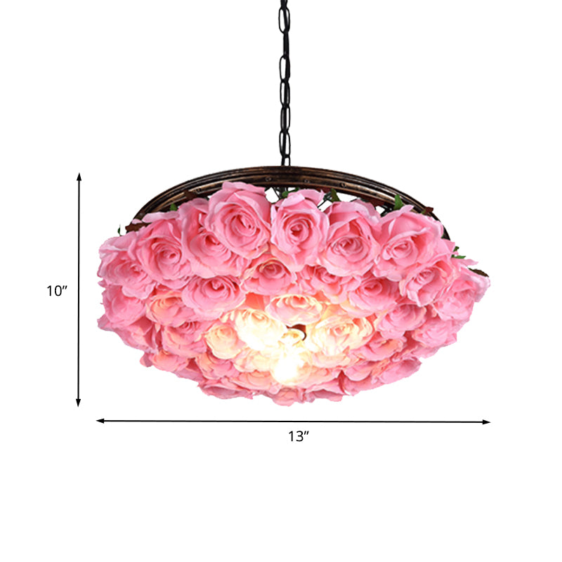 Metal Brass Ceiling Lamp Round 1 Head Industrial LED Pendant Light Fixture with Rose Decoration, 13"/18"/21.5" W Clearhalo 'Art Deco Pendants' 'Cast Iron' 'Ceiling Lights' 'Ceramic' 'Crystal' 'Industrial Pendants' 'Industrial' 'Metal' 'Middle Century Pendants' 'Pendant Lights' 'Pendants' 'Tiffany' Lighting' 392192