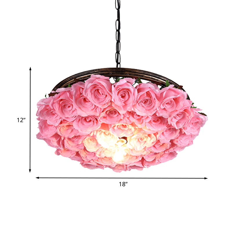 Metal Brass Ceiling Lamp Round 1 Head Industrial LED Pendant Light Fixture with Rose Decoration, 13"/18"/21.5" W Clearhalo 'Art Deco Pendants' 'Cast Iron' 'Ceiling Lights' 'Ceramic' 'Crystal' 'Industrial Pendants' 'Industrial' 'Metal' 'Middle Century Pendants' 'Pendant Lights' 'Pendants' 'Tiffany' Lighting' 392193