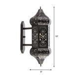 Arab Lantern Wall Sconce Lighting 1 Light Metallic Wall Mount Lamp in Black for Outdoor Clearhalo 'Wall Lamps & Sconces' 'Wall Lights' Lighting' 392297