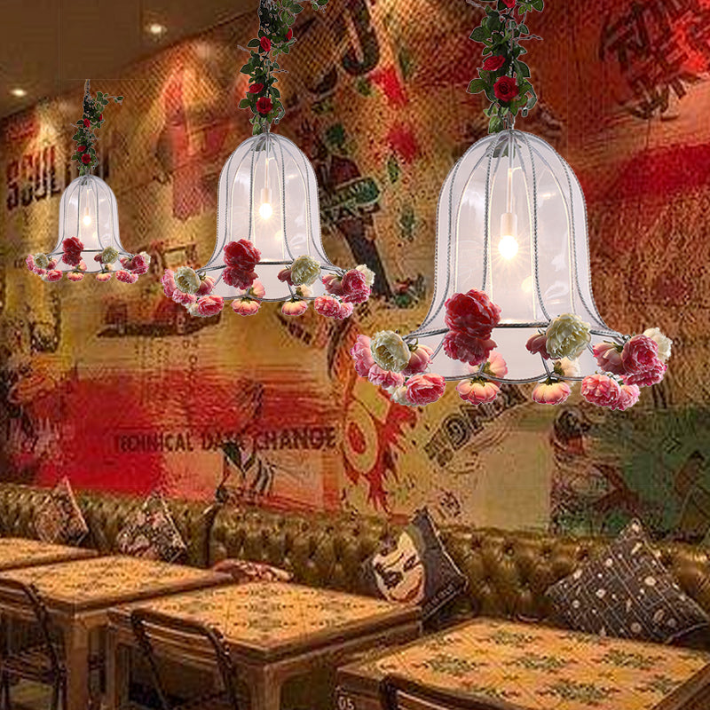 16"/23.5" W 1 Bulb Metal Pendant Light Fixture Industrial Chrome Bell Restaurant LED Hanging Lamp Kit with Rose Decor Clearhalo 'Art Deco Pendants' 'Cast Iron' 'Ceiling Lights' 'Ceramic' 'Crystal' 'Industrial Pendants' 'Industrial' 'Metal' 'Middle Century Pendants' 'Pendant Lights' 'Pendants' 'Tiffany' Lighting' 392300