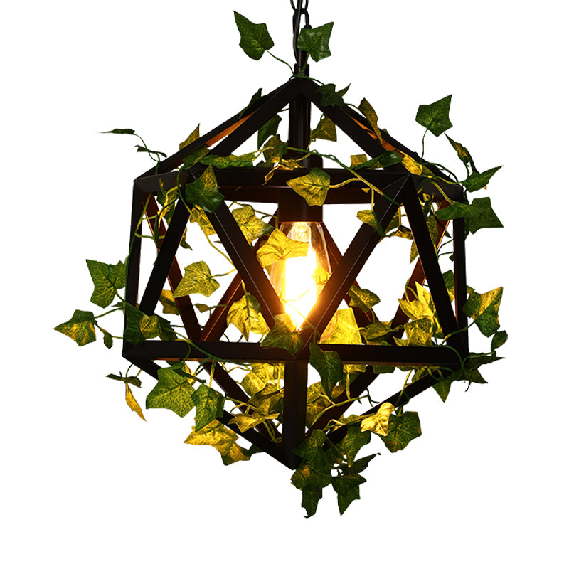 10.5"/15" W 1 Head Metal Ceiling Light Antique Pink/Green Geometric Restaurant LED Down Lighting with Plant/Cherry Blossom Clearhalo 'Art Deco Pendants' 'Cast Iron' 'Ceiling Lights' 'Ceramic' 'Crystal' 'Industrial Pendants' 'Industrial' 'Metal' 'Middle Century Pendants' 'Pendant Lights' 'Pendants' 'Tiffany' Lighting' 392369