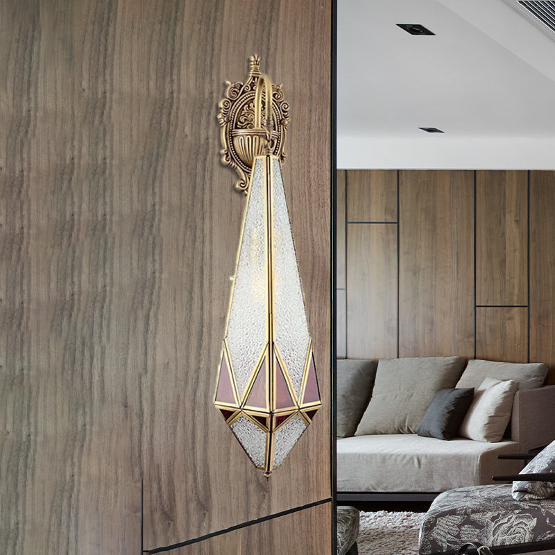 1 Head Water Glass Sconce Traditional Arab Brass Diamond Corner Wall Mount Lamp, 4"/6" Wide Brass Clearhalo 'Wall Lamps & Sconces' 'Wall Lights' Lighting' 392437