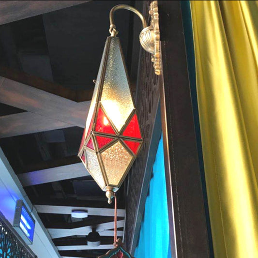 1 Head Water Glass Sconce Traditional Arab Brass Diamond Corner Wall Mount Lamp, 4"/6" Wide Clearhalo 'Wall Lamps & Sconces' 'Wall Lights' Lighting' 392438