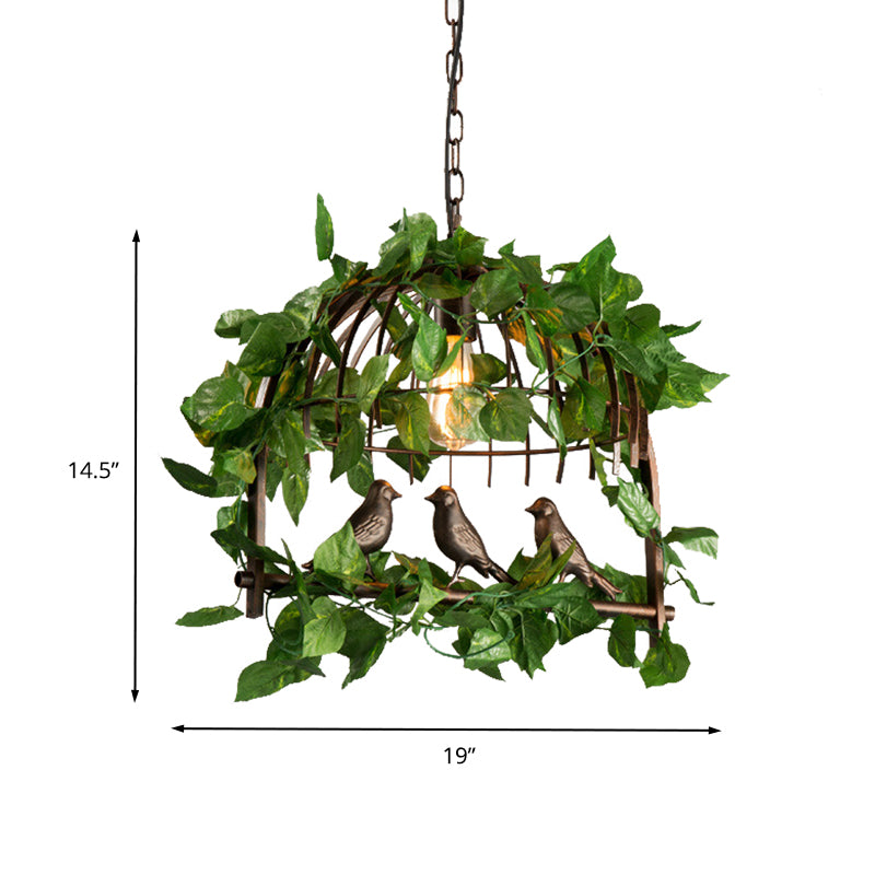 1 Bulb Birdcage Pendant Light Vintage Black Metal LED Plant Hanging Lamp for Restaurant Clearhalo 'Art Deco Pendants' 'Black' 'Cast Iron' 'Ceiling Lights' 'Ceramic' 'Crystal' 'Industrial Pendants' 'Industrial' 'Metal' 'Middle Century Pendants' 'Pendant Lights' 'Pendants' 'Rustic Pendants' 'Tiffany' Lighting' 392460