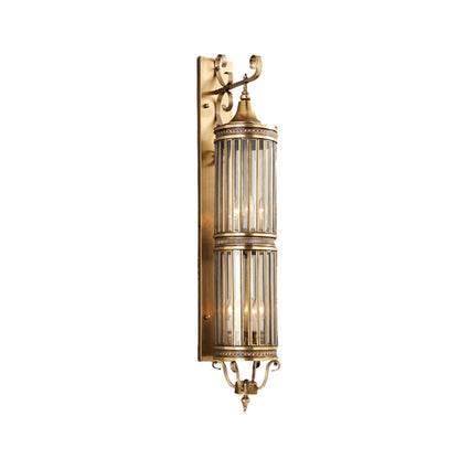 Cylinder Bedroom Wall Lighting Vintage Metal 6-Head Brass/Bronze Finish Arab Sconce Lamp Brass Clearhalo 'Wall Lamps & Sconces' 'Wall Lights' Lighting' 392471