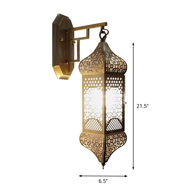 1 Head Metallic Sconce Lighting Arab Brass Lantern Corridor Wall Mount Ceiling Lamp Clearhalo 'Wall Lamps & Sconces' 'Wall Lights' Lighting' 392481
