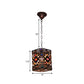 Stained Glass Rust Hanging Light Globe/Rectangle 1 Head Traditional Suspension Lamp for Dining Room Clearhalo 'Ceiling Lights' 'Pendant Lights' 'Pendants' Lighting' 392541