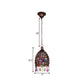 Art Deco Dome Ceiling Light 1 Light Stained Glass Drop Pendant in Rust for Restaurant Clearhalo 'Ceiling Lights' 'Pendant Lights' 'Pendants' Lighting' 392561