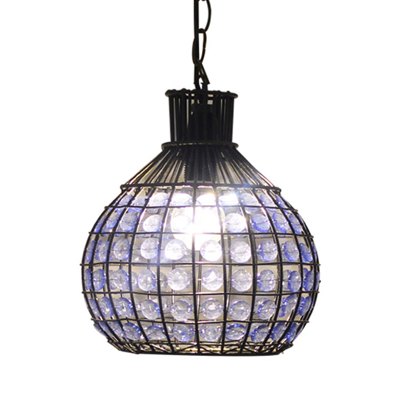 1 Head Suspension Pendant Vintage Ball Metal Ceiling Hang Fixture in Red/Green/Purple for Restaurant Clearhalo 'Ceiling Lights' 'Pendant Lights' 'Pendants' Lighting' 392624