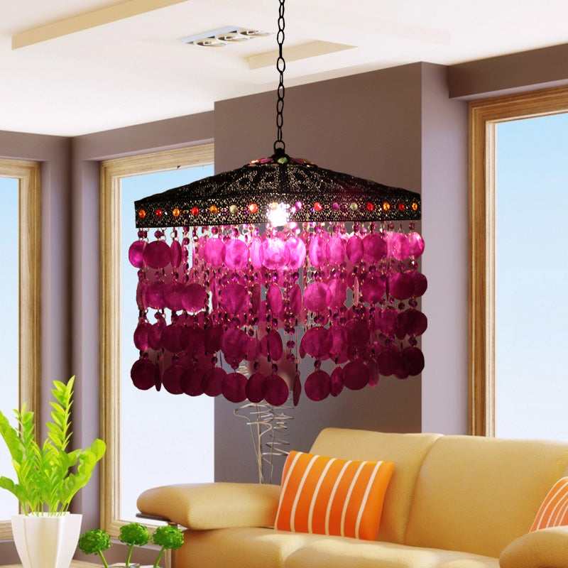 Purple/Bronze 1 Bulb Ceiling Hang Fixture Traditional Metal Cascading Suspension Light for Living Room Clearhalo 'Ceiling Lights' 'Pendant Lights' 'Pendants' Lighting' 392699
