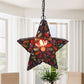Metal Pentagram Pendant Ceiling Light Bohemian 1 Head Living Room Drop Lamp in Red Clearhalo 'Ceiling Lights' 'Pendant Lights' 'Pendants' Lighting' 392748