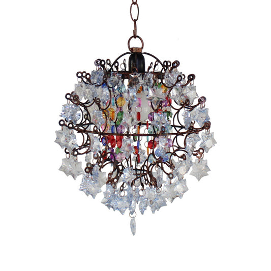 Traditional Globe Pendant Light Fixture 1 Head Metal Ceiling Lamp in White for Bedroom Clearhalo 'Ceiling Lights' 'Pendant Lights' 'Pendants' Lighting' 392756