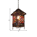 1 Bulb Hanging Pendant Light Bohemian House Metal Suspension Lamp in Bronze for Dining Room Clearhalo 'Ceiling Lights' 'Pendant Lights' 'Pendants' Lighting' 392873