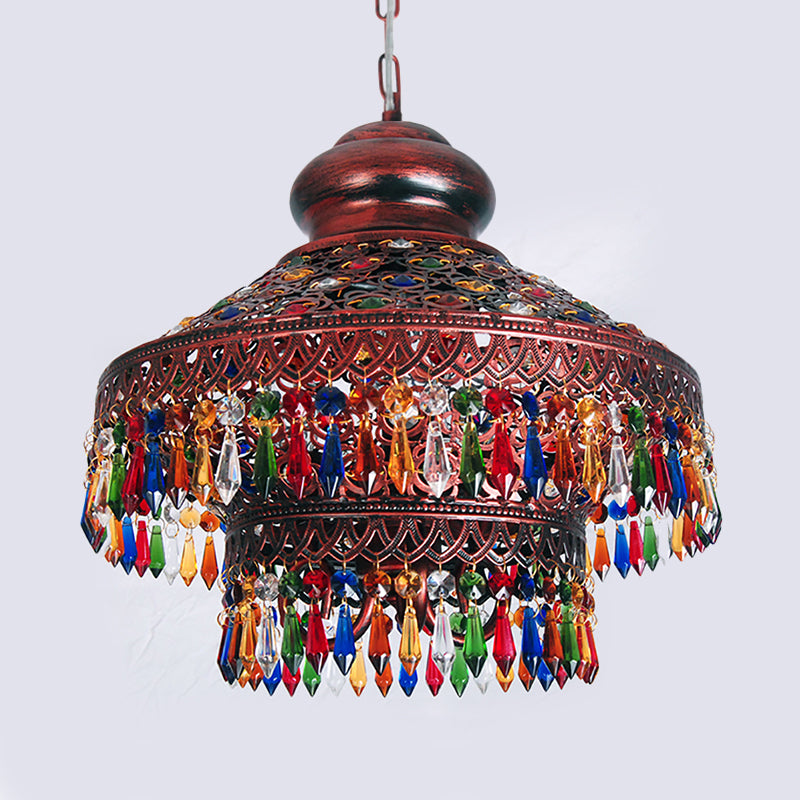 Copper Cone Hanging Chandelier Bohemian Metal 3 Heads Dining Room Pendant Ceiling Light Clearhalo 'Ceiling Lights' 'Chandeliers' Lighting' options 392983