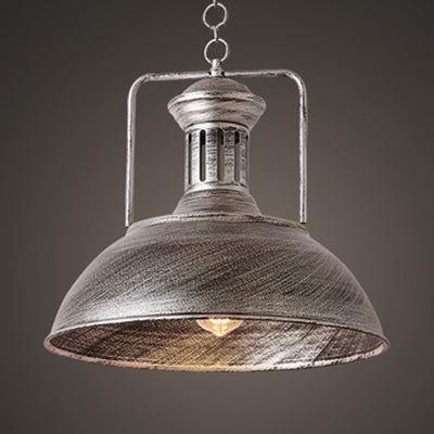 13"/16" Wide Domed Pendant Light Industrial Stylish 1 Light Metal Hanging Lamp in Aged Silver for Dining Room Aged Silver 16.5" Clearhalo 'Art Deco Pendants' 'Cast Iron' 'Ceiling Lights' 'Ceramic' 'Crystal' 'Industrial Pendants' 'Industrial' 'Metal' 'Middle Century Pendants' 'Pendant Lights' 'Pendants' 'Tiffany' Lighting' 3929