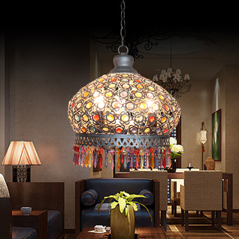 14"/18" W Metal Dome Chandelier Light Fixture Decorative 3 Lights Living Room Hanging Lamp in Silver/Brass/Copper Clearhalo 'Ceiling Lights' 'Chandeliers' Lighting' options 393014